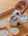 The Panda Teapot Set — Limited Edition Ceramic Travel Teapot, Strainer & 3 Cups with Carry Pouch