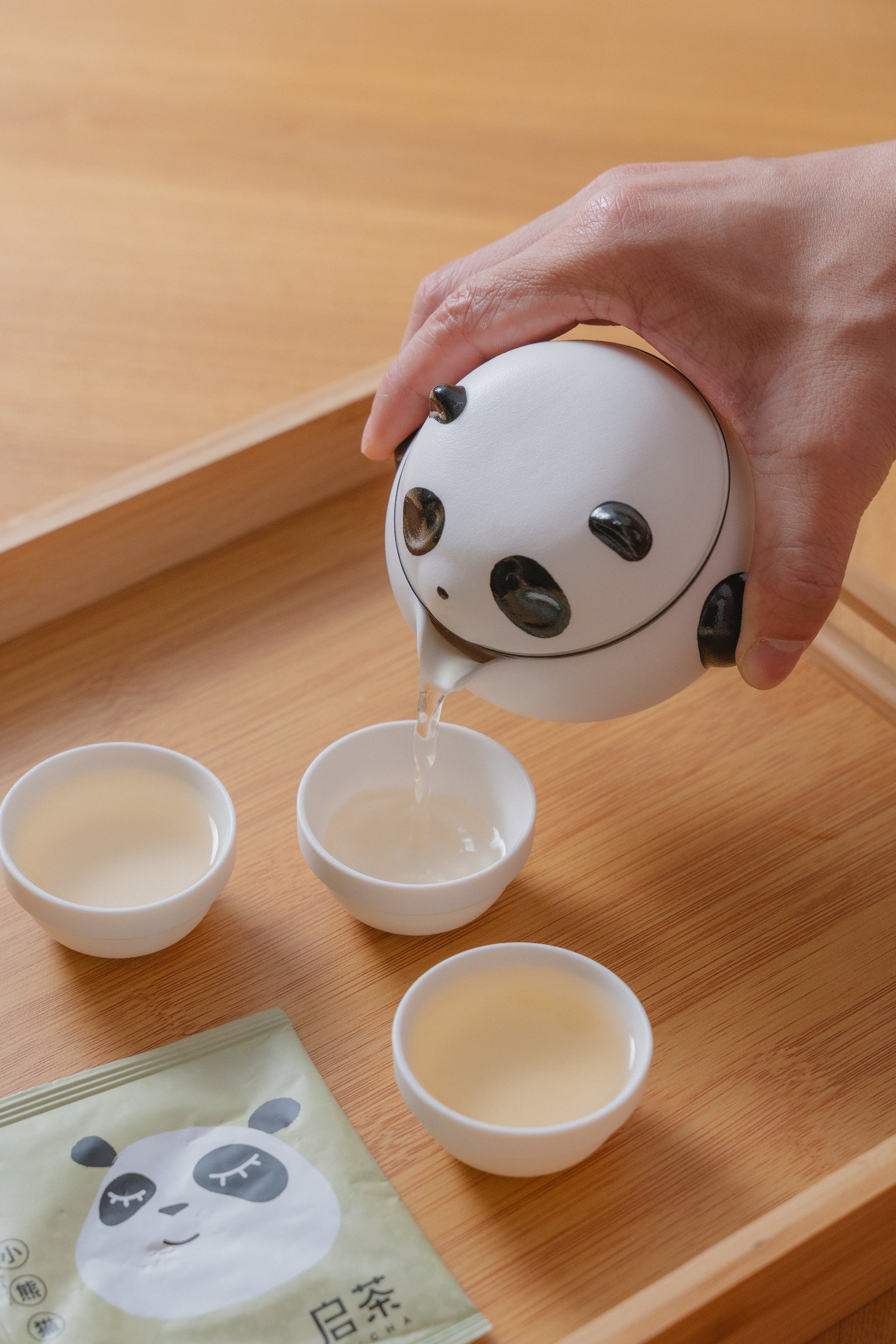 The Panda Teapot Set — Limited Edition Ceramic Travel Teapot, Strainer &amp; 3 Cups with Carry Pouch