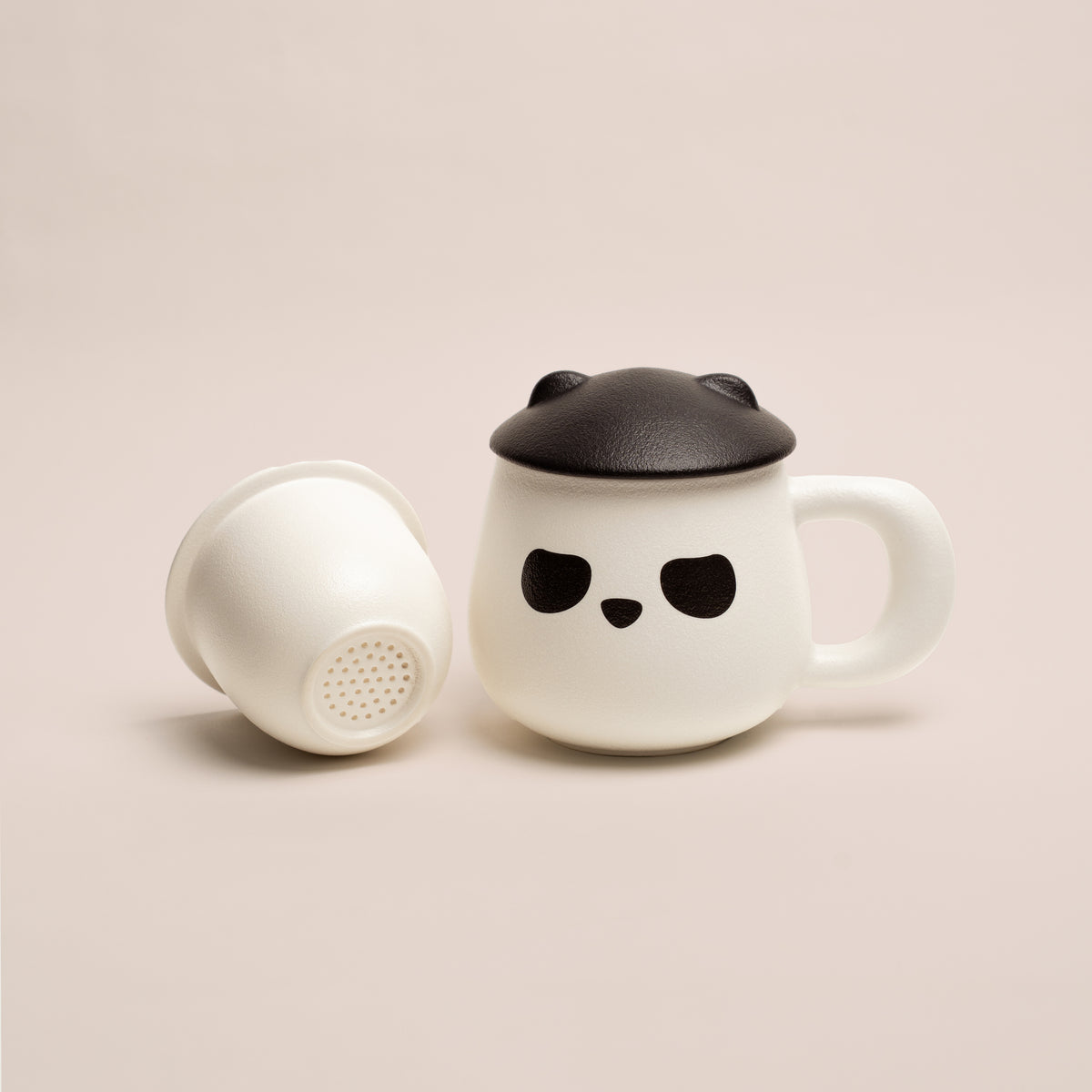 Qi-cha Panda Mug: 300ml Ceramic Tea Mug with Infuser &amp; Lid